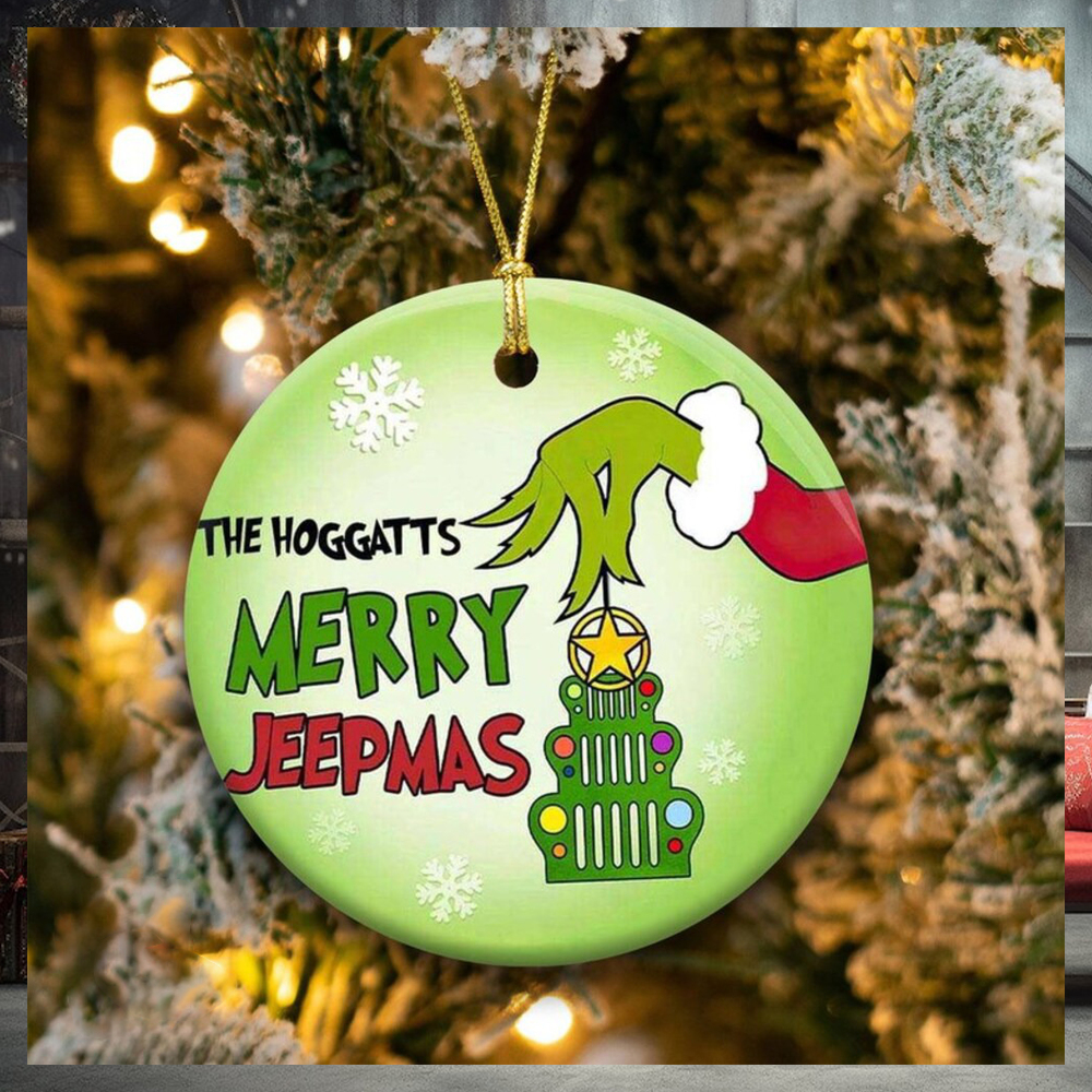 Merry Jeepmas With Grinch Hand Holding Ornament Family Christmas Tree Merry Jeepmas With Grinch Hand Holding Ornament Family Christmas Tree
