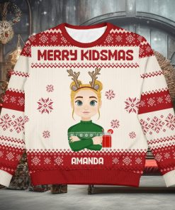 Merry Kidsmas   Christmas Gift For Kid Granddaughter   Personalized Kid Ugly Sweater