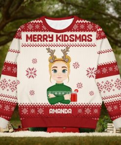 Merry Kidsmas   Christmas Gift For Kid Granddaughter   Personalized Kid Ugly Sweater
