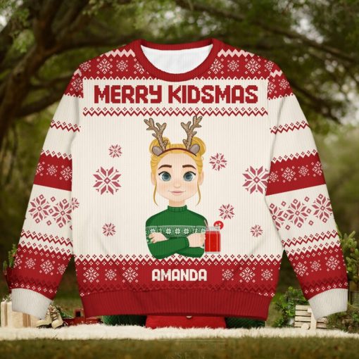 Merry Kidsmas   Christmas Gift For Kid Granddaughter   Personalized Kid Ugly Sweater