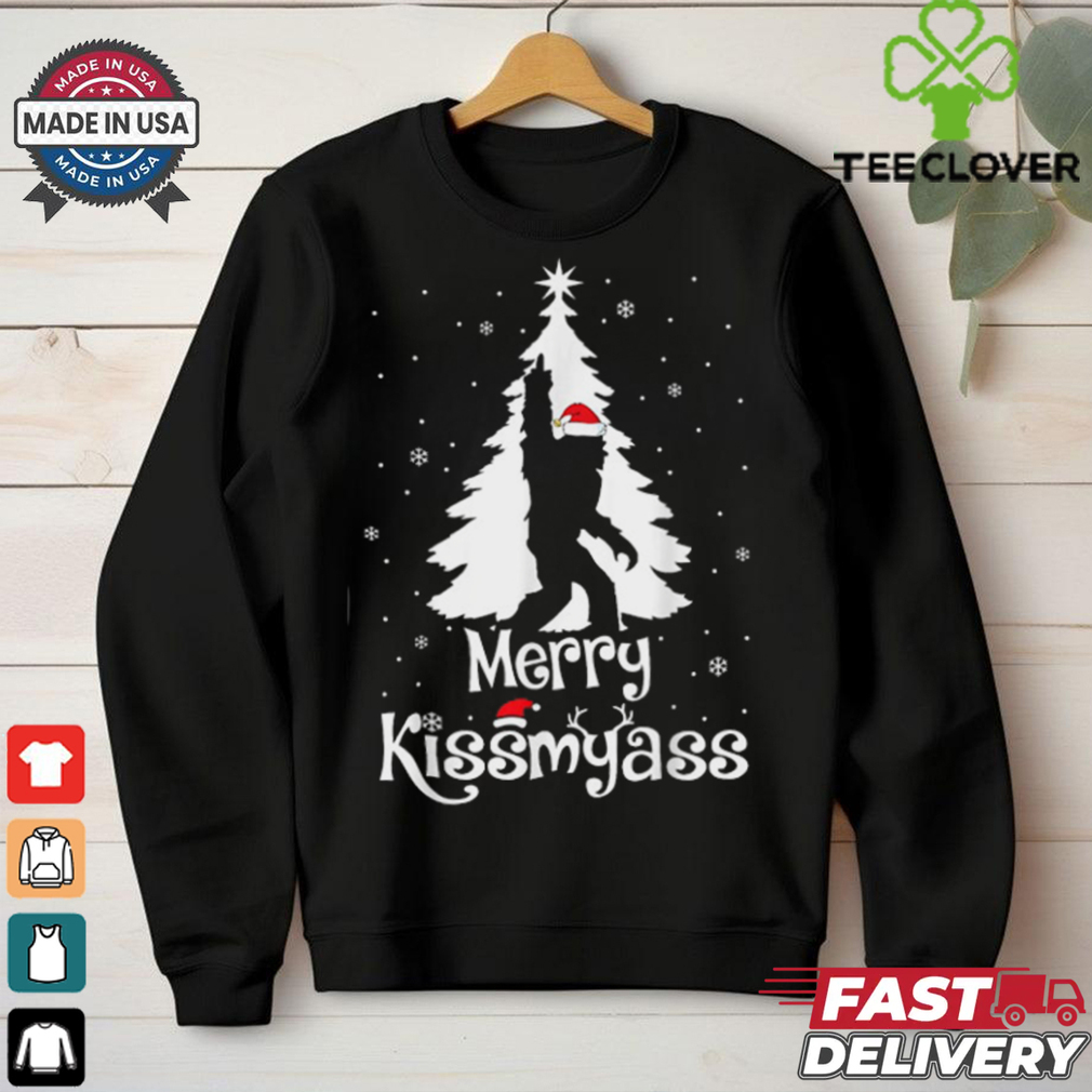Merry Kissmyass Funny Bigfoot Yeti Sasquatch Christmas Tree T Shirt Recovered Merry Kissmyass Funny Bigfoot Yeti Sasquatch Christmas Tree T Shirt Recovered