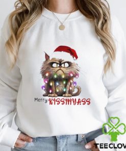 Merry Kissmyass Funny Cat Christmas Lights Shirt 3 Merry Kissmyass Funny Cat Christmas Lights Shirt