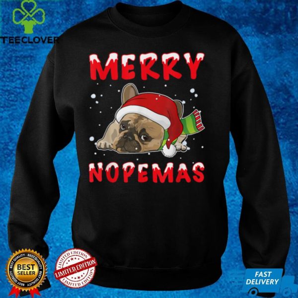 Merry Nopemas Bulldog Nope Lazy Funny Pajamas Christmas T Shirt