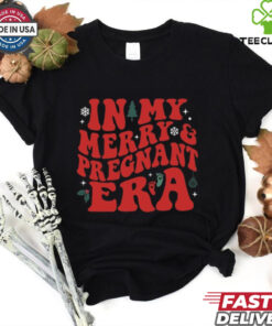 Merry & Pregnant Era Shirt, Pregnancy Reveal Christmas Shirt