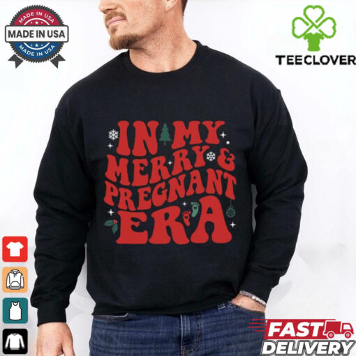 Merry & Pregnant Era Shirt, Pregnancy Reveal Christmas Shirt