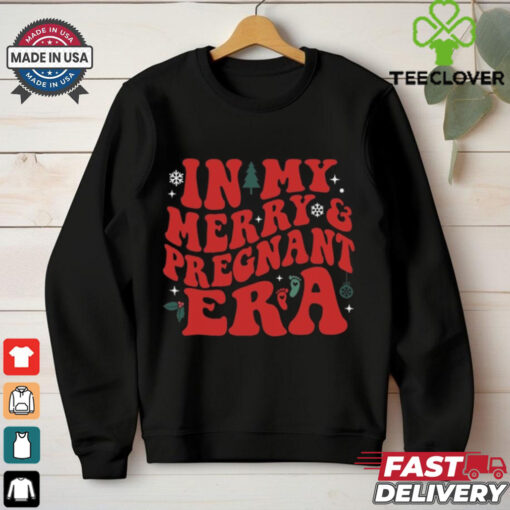 Merry & Pregnant Era Shirt, Pregnancy Reveal Christmas Shirt