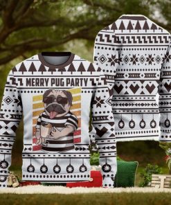 Merry Pug Party Ugly Christmas Sweater Knitted Gift For Men And Women
