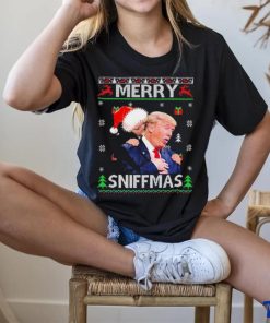 Merry Sniffmas Trump Biden Ugly Christmas Shirt