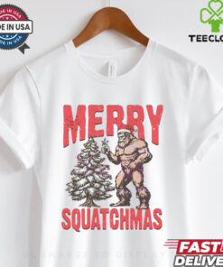 Merry Squatchmas Bigfoot Santa hat Christmas shirt