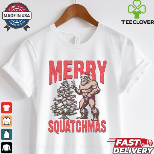 Merry Squatchmas Bigfoot Santa hat Christmas shirt