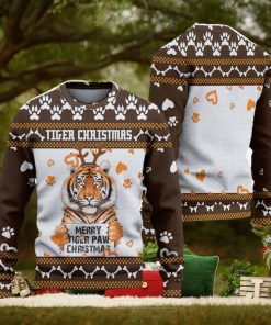 Merry Tiger Paw Ugly Christmas Sweater Knitted Gift For Men And Women