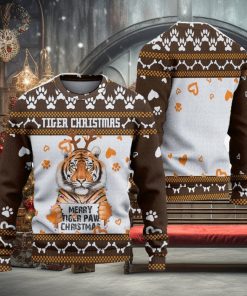 Merry Tiger Paw Ugly Christmas Sweater Knitted Gift For Men And Women