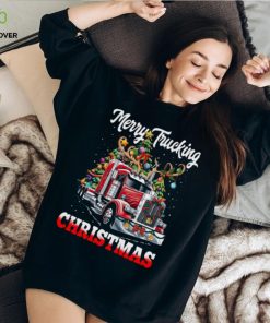 Merry Trucking Christmas Funny Trucker With Reindeer On Head Classic T Shirt