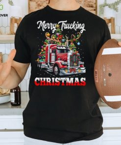 Merry Trucking Christmas Funny Trucker With Reindeer On Head Classic T Shirt