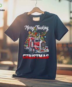 Merry Trucking Christmas Funny Trucker With Reindeer On Head Classic T Shirt