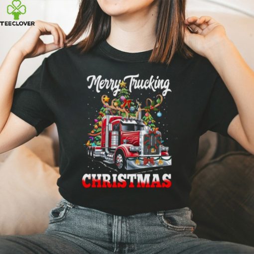 Merry Trucking Christmas   Funny Trucker With Reindeer On Head Classic T Shirt