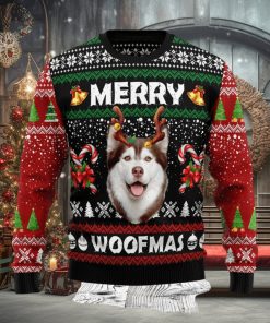 Merry Woofmas Husky Unisex Womens & Mens, Couples Matching, Funny Family Ugly Christmas Holiday Sweater Gifts