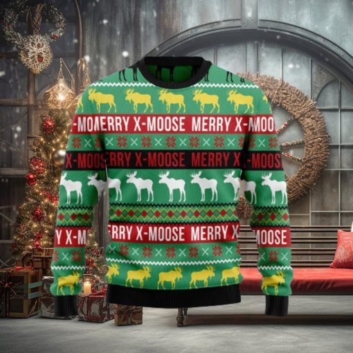 Merry X Moose Ugly Christmas Sweater Gift Men Women
