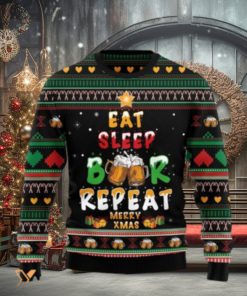 Merry Xmas Eat Sleep Beer And Repeat Awesome Gift For Christmas Ugly Christmas Sweater