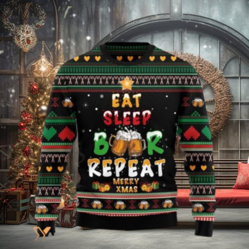 Merry Xmas Eat Sleep Beer And Repeat Awesome Gift For Christmas Ugly Christmas Sweater