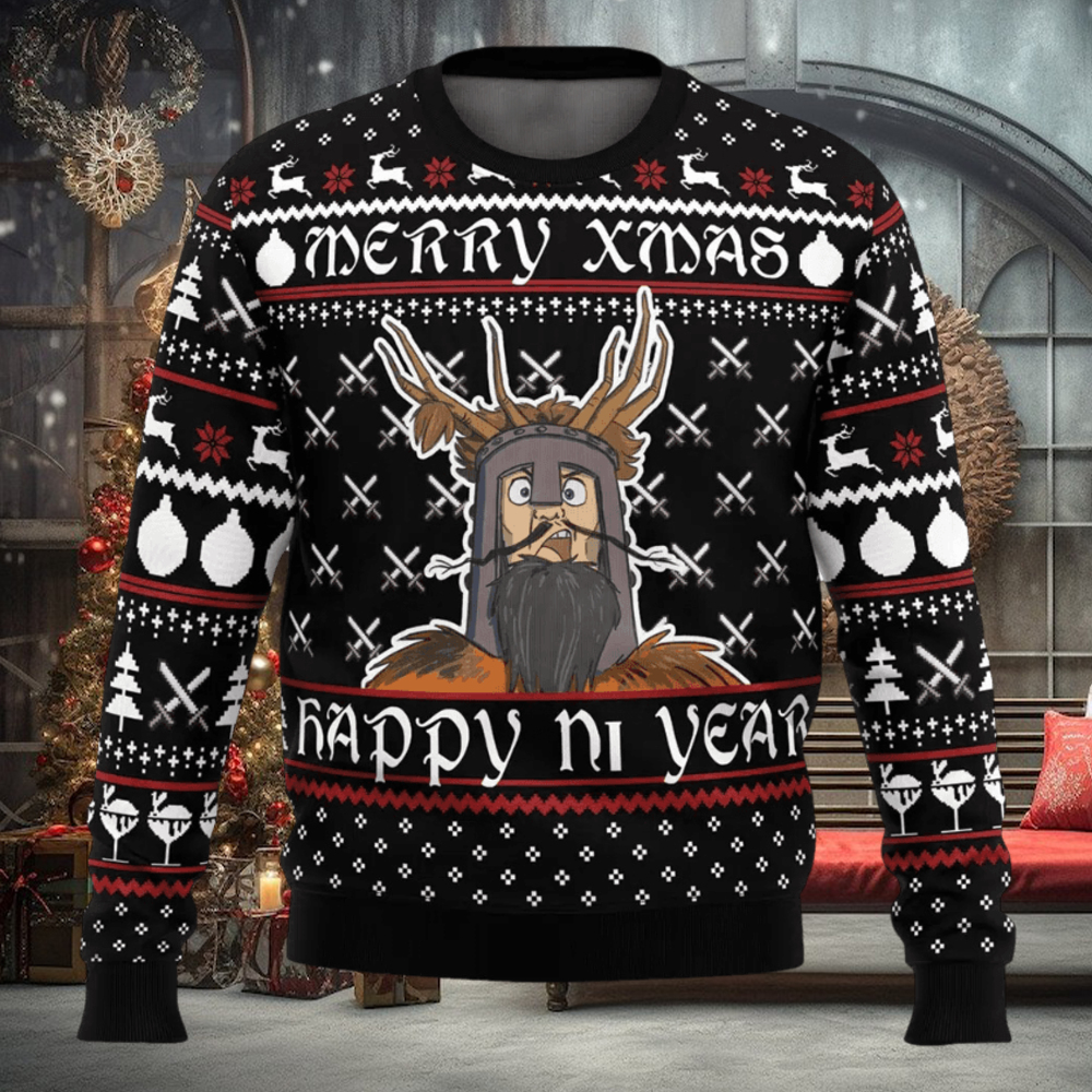 Merry Xmas Happy Ni Year Monty Python Ugly Christmas Sweater Merry Xmas Happy Ni Year Monty Python Ugly Christmas Sweater