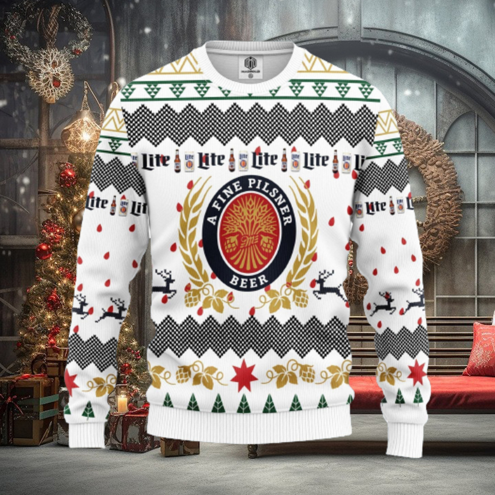 Merry Xmas Miller Lite Beer AOP Print Christmas Ugly Sweater For Men Women Merry Xmas Miller Lite Beer AOP Print Christmas Ugly Sweater For Men Women