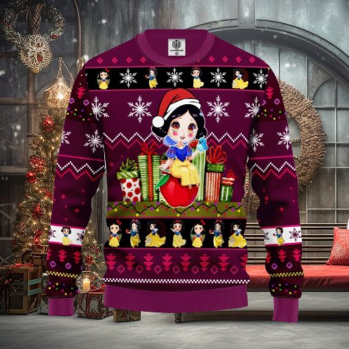 Merry Xmas Snow White Cartoon AOP Print Christmas Ugly Sweater For Men Women
