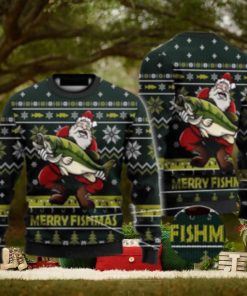 Mery Fismmas Santa Love Fishing Ugly Christmas Sweater