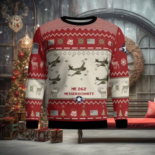 Messerschmitt Me 262 Aircraft Ugly Christmas Sweater 2023 Veteran Christmas Gift Red Sweater