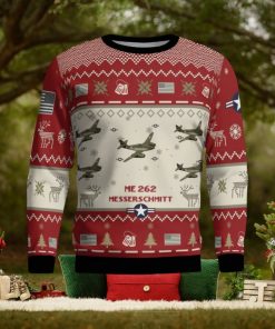 Messerschmitt Me 262 Aircraft Ugly Christmas Sweater 2023 Veteran Christmas Gift Red Sweater