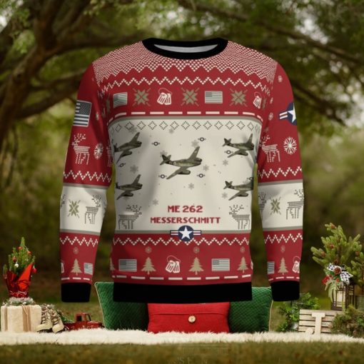 Messerschmitt Me 262 Aircraft Ugly Christmas Sweater 2023 Veteran Christmas Gift Red Sweater