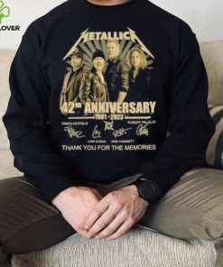 Metallic 42nd anniversary 1981 2023 tahnk you for the memories signatures hoodie, sweater, longsleeve, shirt v-neck, t-shirt