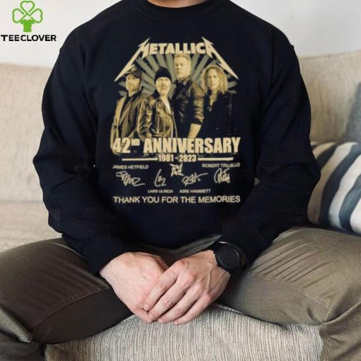 Metallic 42nd anniversary 1981 2023 tahnk you for the memories signatures hoodie, sweater, longsleeve, shirt v-neck, t-shirt