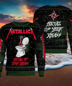 Metallica Metal Up Your Xmass Funny Iconic Toilet Candy Crane Ugly Christmas Sweater
