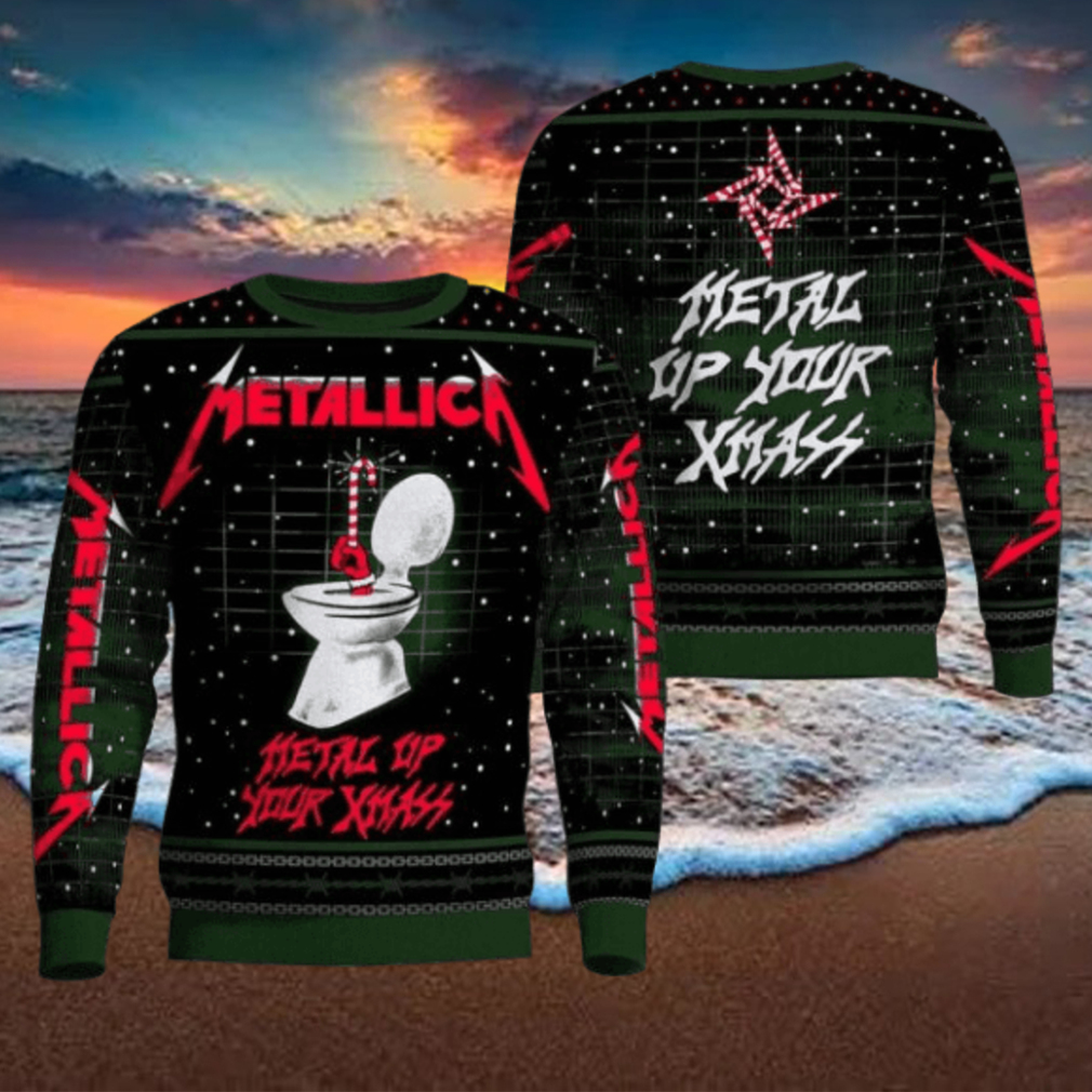 Metallica Metal Up Your Xmass Funny Iconic Toilet Candy Crane Ugly Christmas Sweater Metallica Metal Up Your Xmass Funny Iconic Toilet Candy Crane Ugly Christmas Sweater
