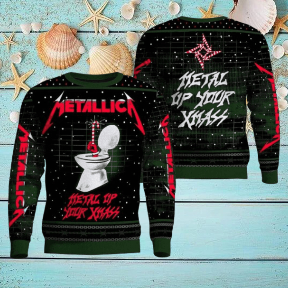 Metallica Metal Up Your Xmass Funny Iconic Toilet Candy Crane Ugly Christmas Sweater Metallica Metal Up Your Xmass Funny Iconic Toilet Candy Crane Ugly Christmas Sweater
