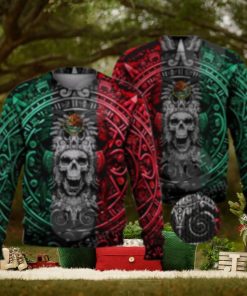 Mexican Ancient Aztec Warrior Skull 3D Full Print Ugly Sweater Christmas Gift Sweater