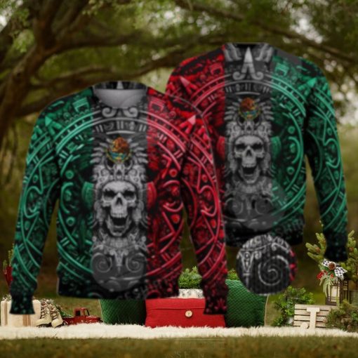 Mexican Ancient Aztec Warrior Skull 3D Full Print Ugly Sweater Christmas Gift Sweater