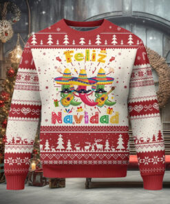 Mexico Xmas Ugly Christmas Sweater Feliz Navidad Mexican Fiesta Hot Pepper Guitar Party