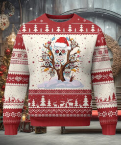 Mexico Xmas Ugly Christmas Sweater Sugar Skull On Tree Funny Xmas