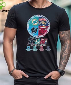 Miami City Of Champions Marlins 2x World Series Champs Dolphins 2x Super Bowl Champs Heat 3x NBA Finals Champs Panthers 1x Stanley Cup Champ Shirt
