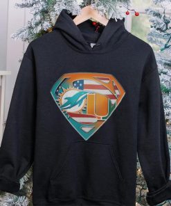 Miami Dolphins And Miami Hurricanes Superman Sports Logo Shirt
