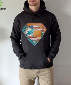 Miami Dolphins And Miami Hurricanes Superman Sports Logo Shirt