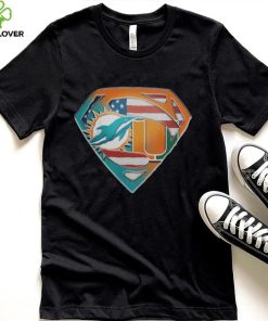 Miami Dolphins And Miami Hurricanes Superman Sports Logo Shirt