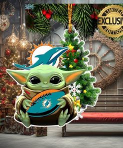 Miami Dolphins Baby Yoda NFL Christmas Tree Decorations Ornament