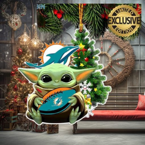 Miami Dolphins Baby Yoda NFL Christmas Tree Decorations Ornament