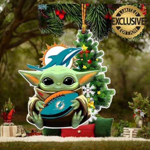 Miami Dolphins Baby Yoda NFL Christmas Tree Decorations Ornament