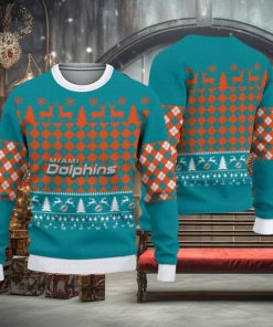 Miami Dolphins Check Christmas Sweater