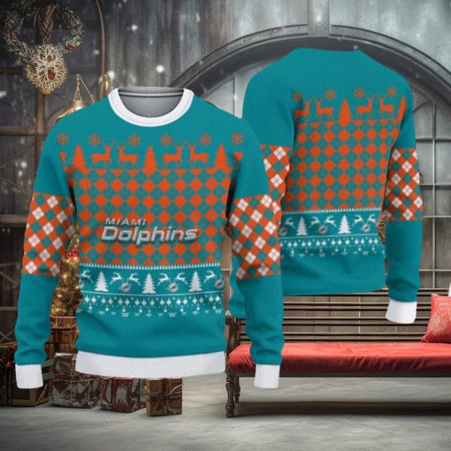 Miami Dolphins Check Christmas Sweater