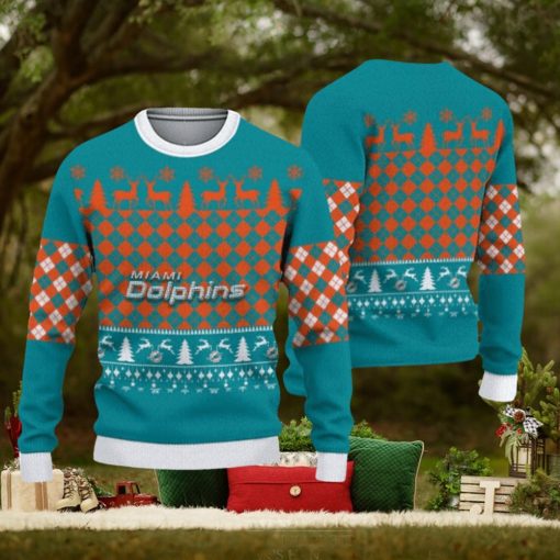 Miami Dolphins Check Christmas Sweater